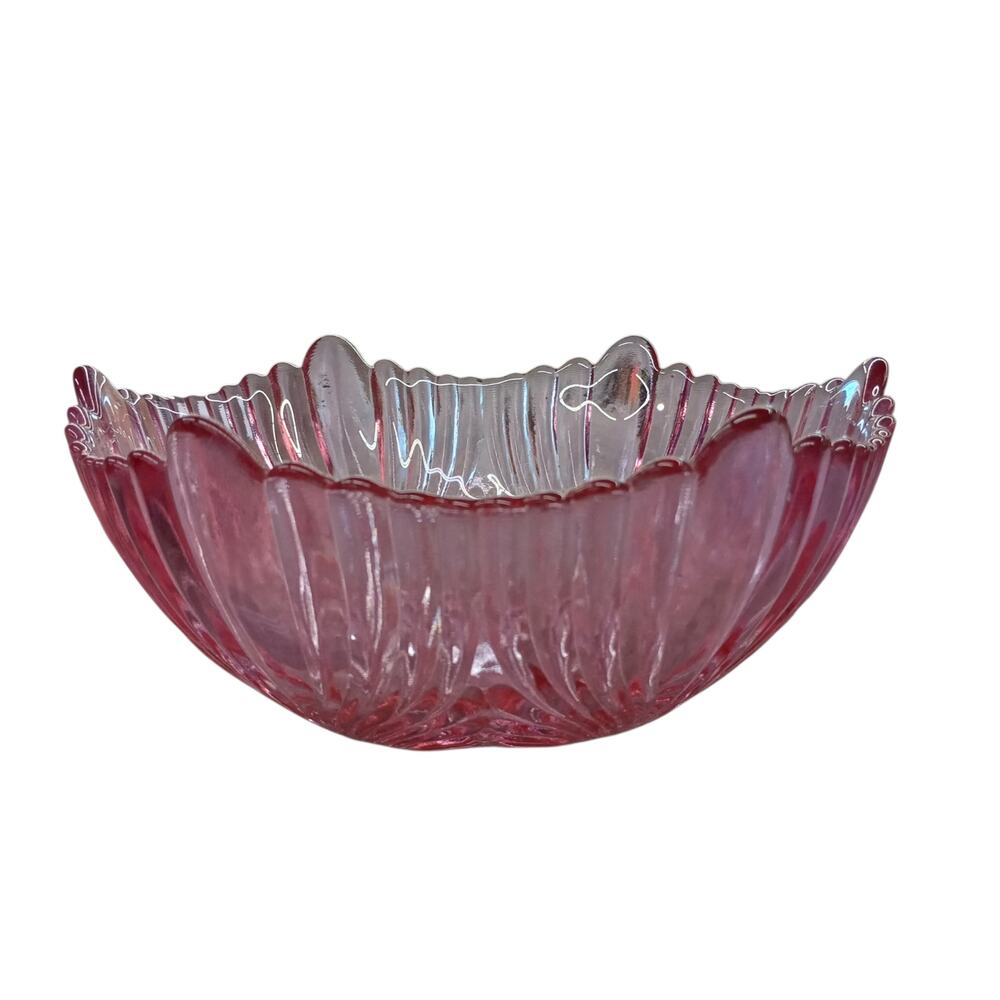 FENTON DUSTY ROSE #9627DK BOWL BEAUTY PATTERN 1986-89 VINTAGE ART GLASS 9 INCH